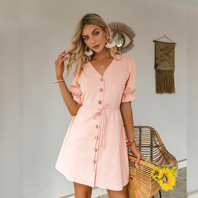 Robe Bohème Rose Boutonée