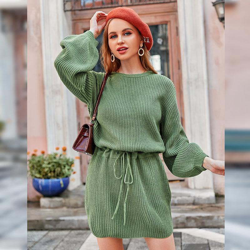 Robe Bohème Verte En Tricot