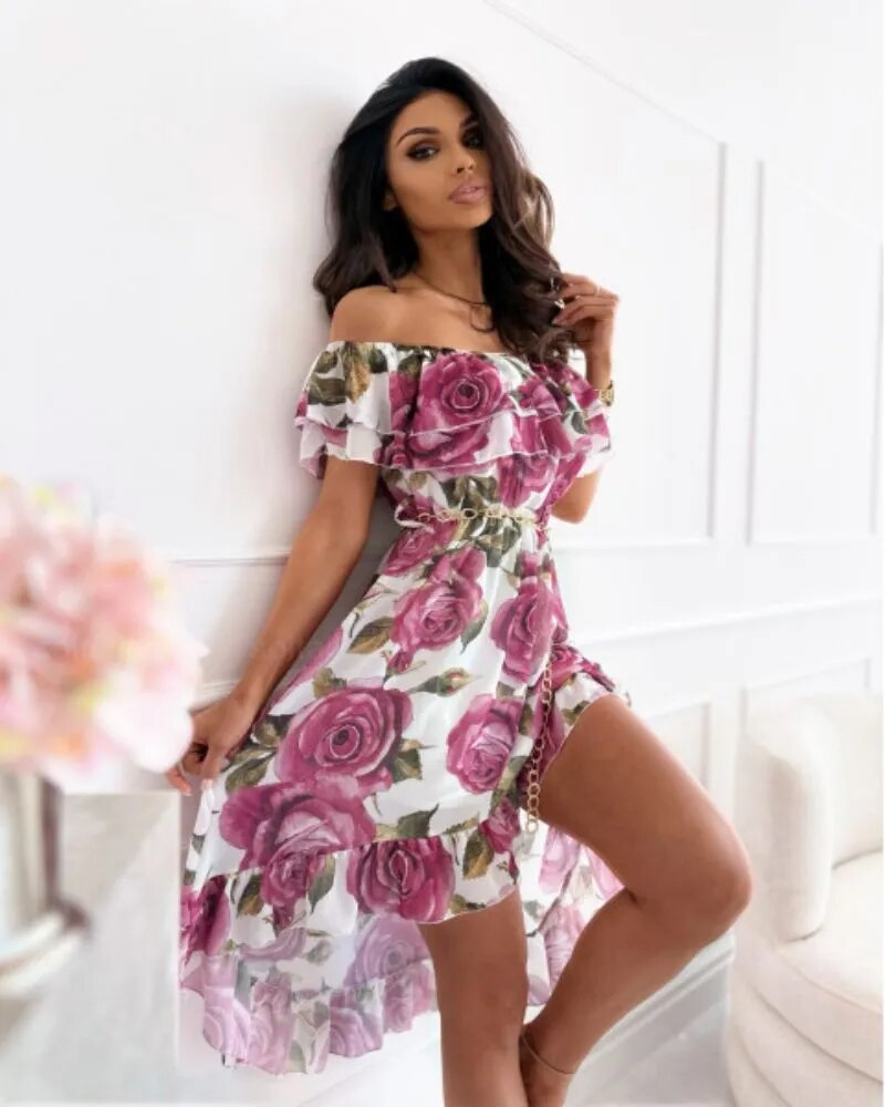 Robe bohème élégante à imprimé floral pour femmes