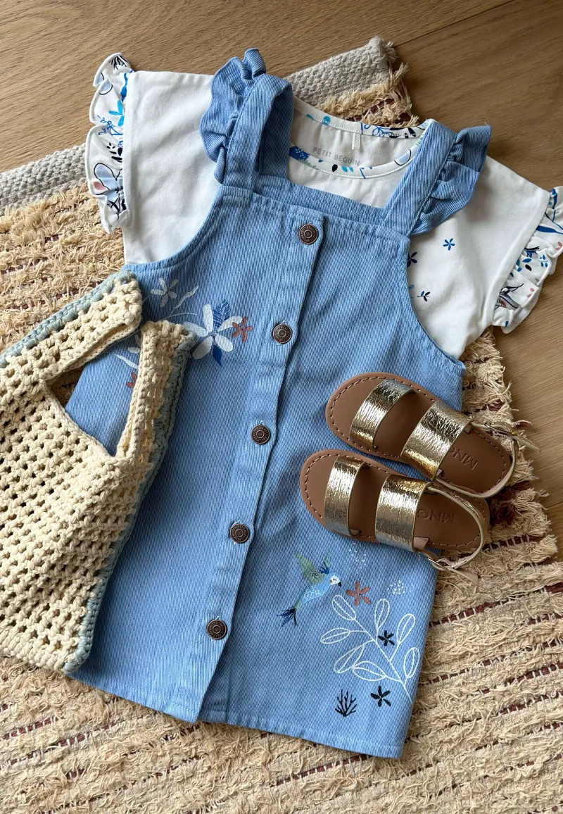 Robe bébé en jean bleue Océan d'amour - PETIT BEGUIN