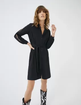 Robe chemise ceinturée - Noir - IKKS