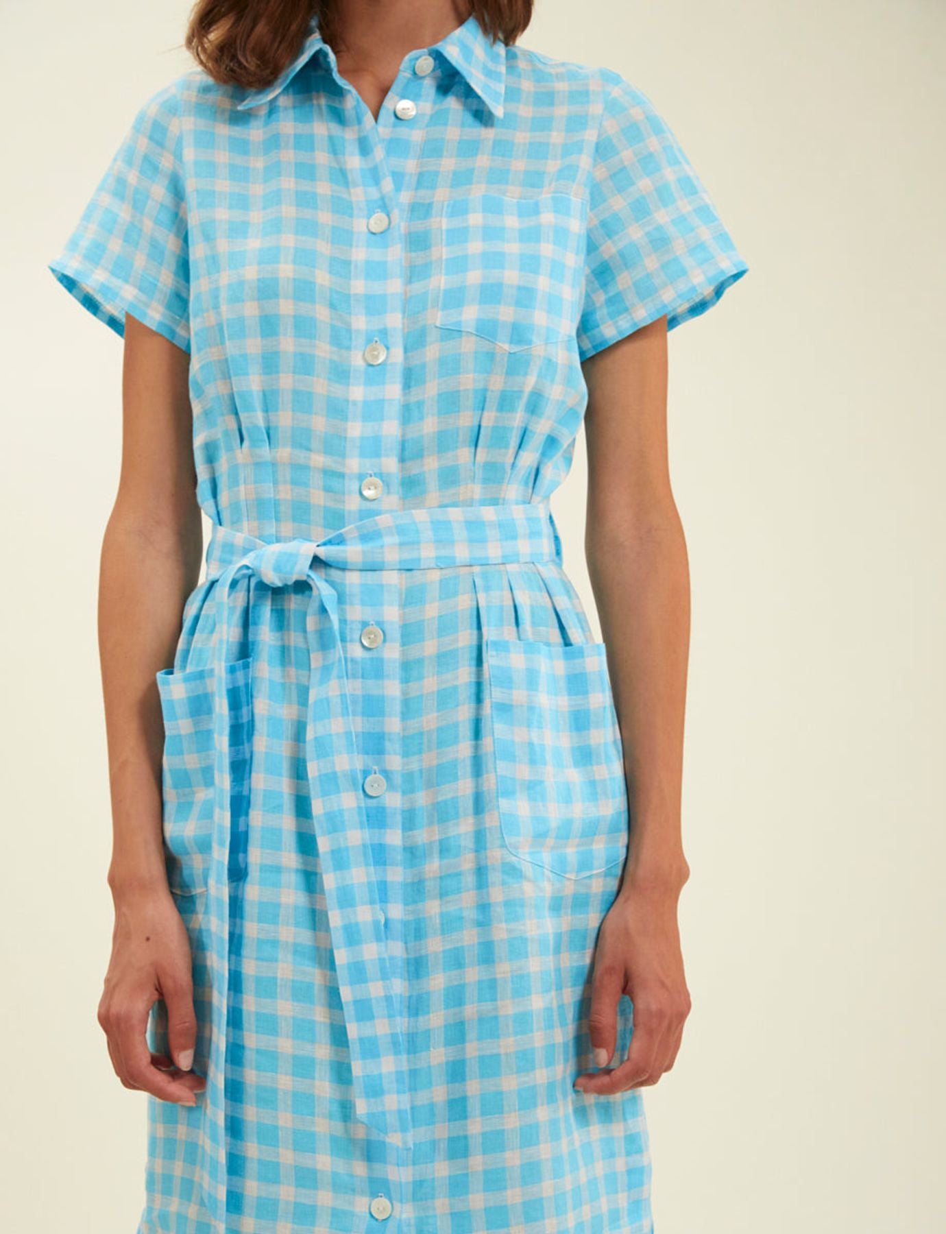 Robe chemise Ethel Turquoise Vichy