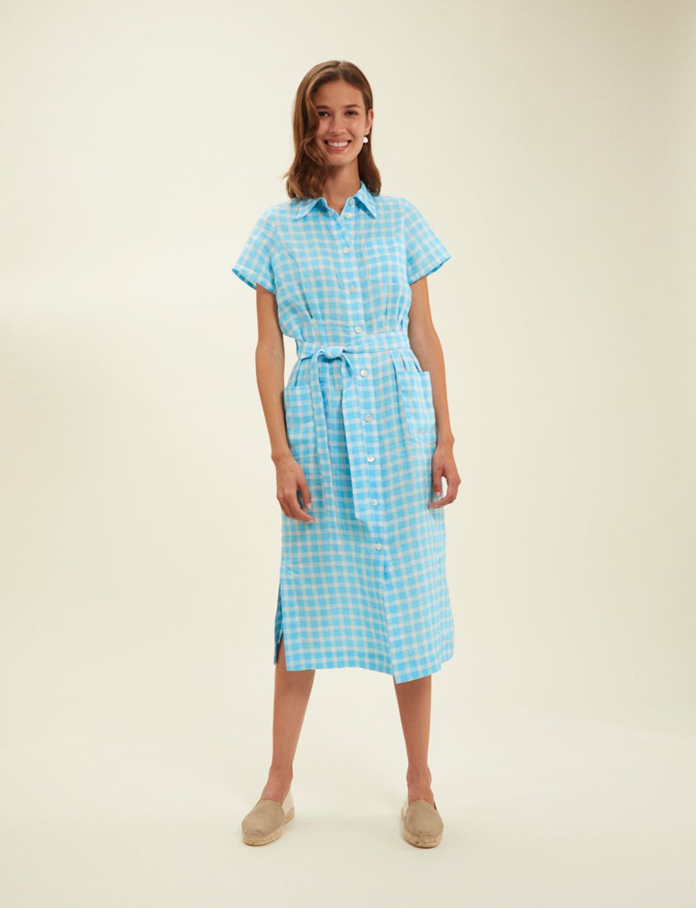 Robe chemise Ethel Turquoise Vichy