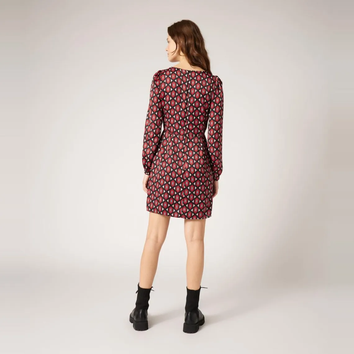 Robe cintrée à motifs rouge | 3 Suisses