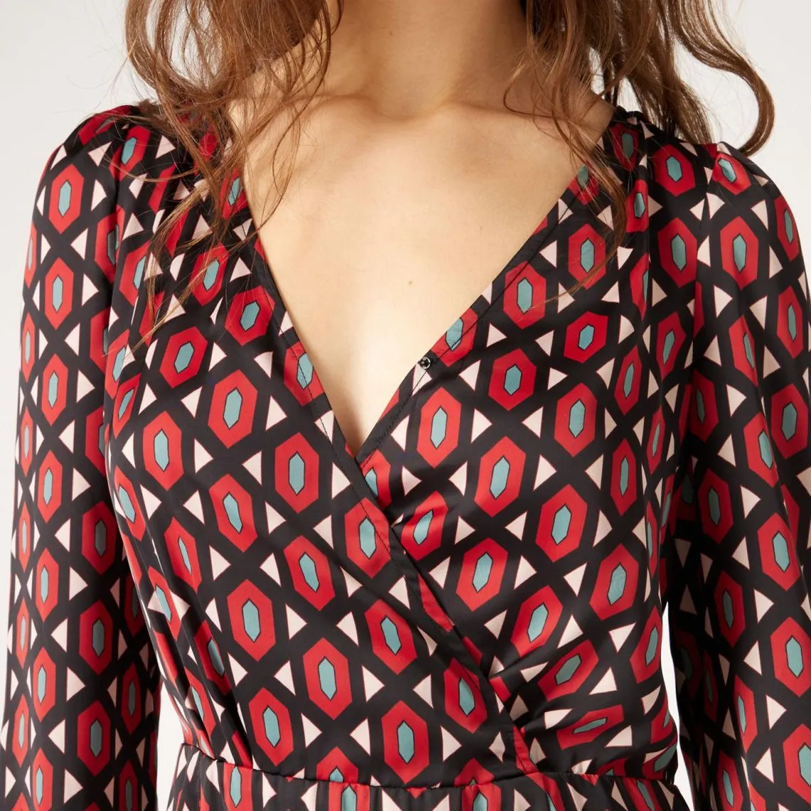 Robe cintrée à motifs rouge | 3 Suisses