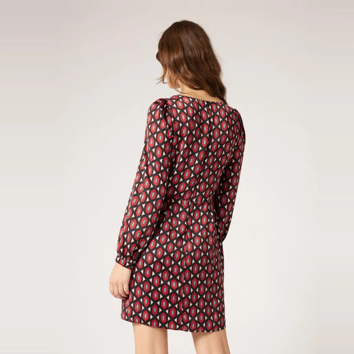 Robe cintrée à motifs rouge | 3 Suisses