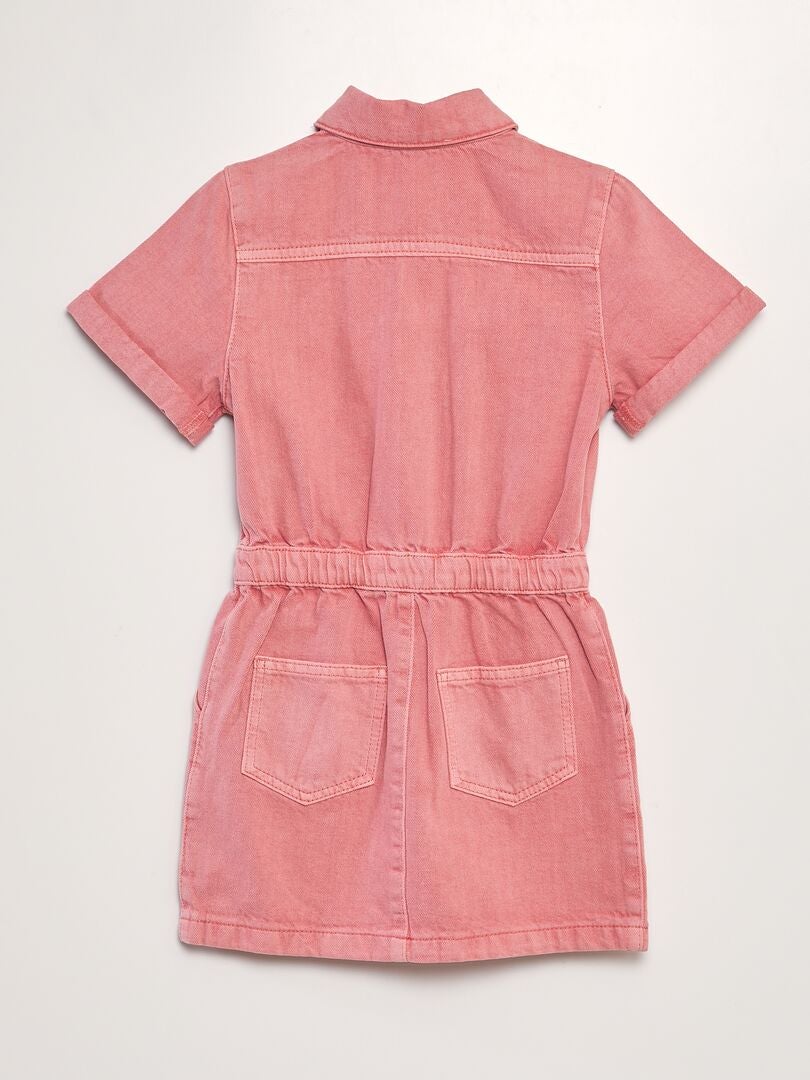 Robe courte en jean à taille élastiquée - rose