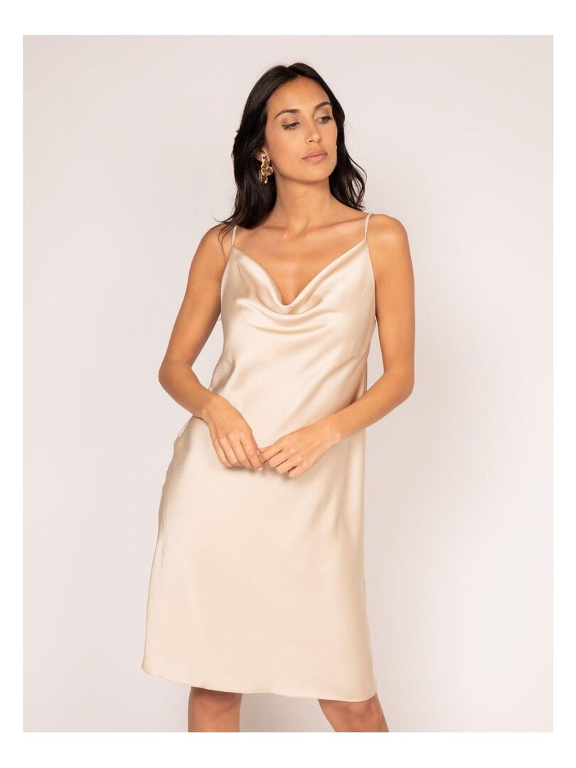 Robe courte satin IDALIA - Beige