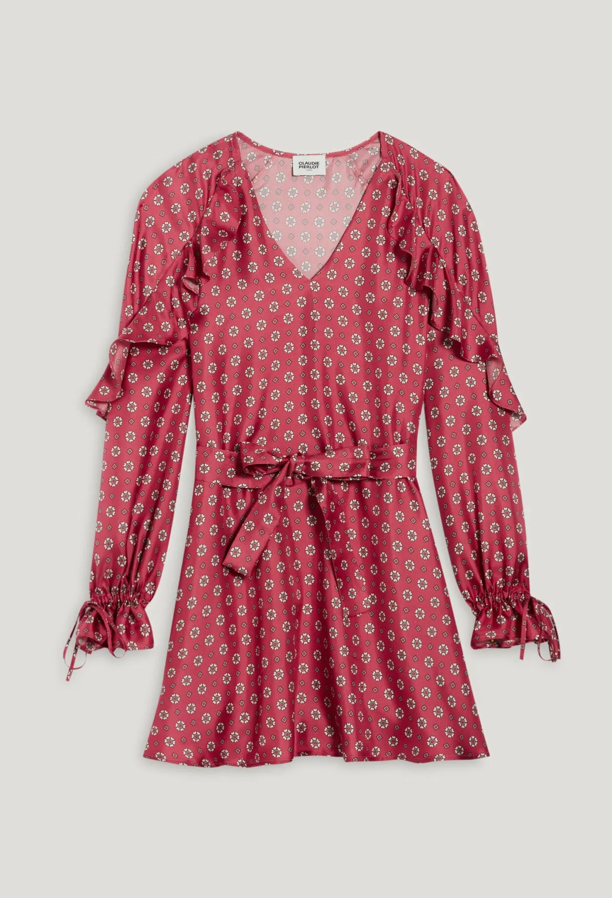 Robe courte satinée imprimée | Claudie FR