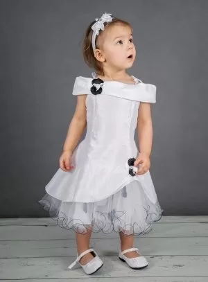 Robe cérémonie fille - bébé Pétale blanche fleur noire