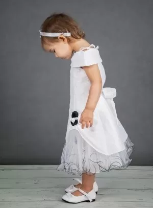 Robe cérémonie fille - bébé Pétale blanche fleur noire