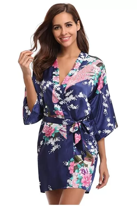 Robe de chambre motif floral grande taille