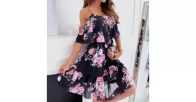 Robe d'été en tissu mousseline motif floral pour femmes