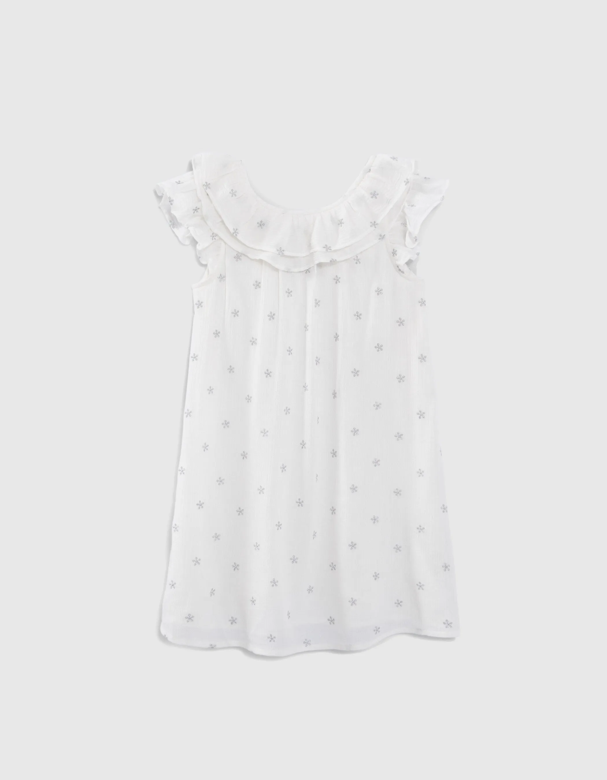 Robe écrue gaze de coton brodée fille