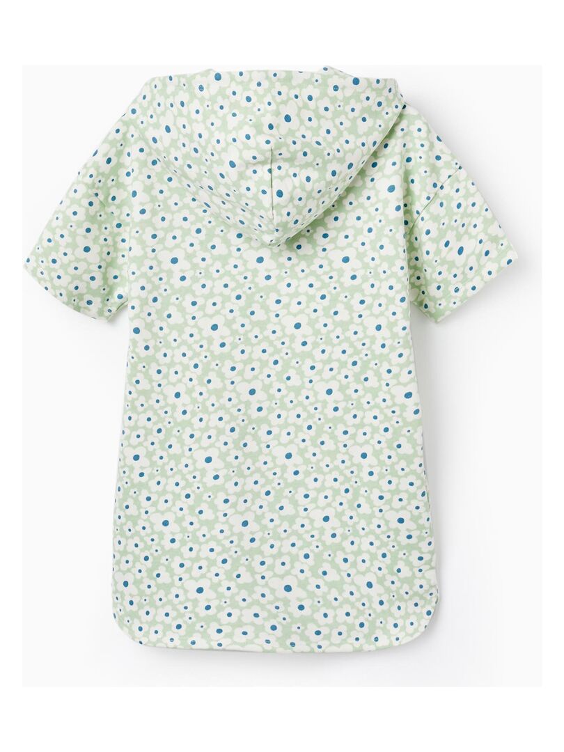 Robe en coton avec capuche et motif floral pour fille manches courtes THE WAVE TRIBE - Vert clair