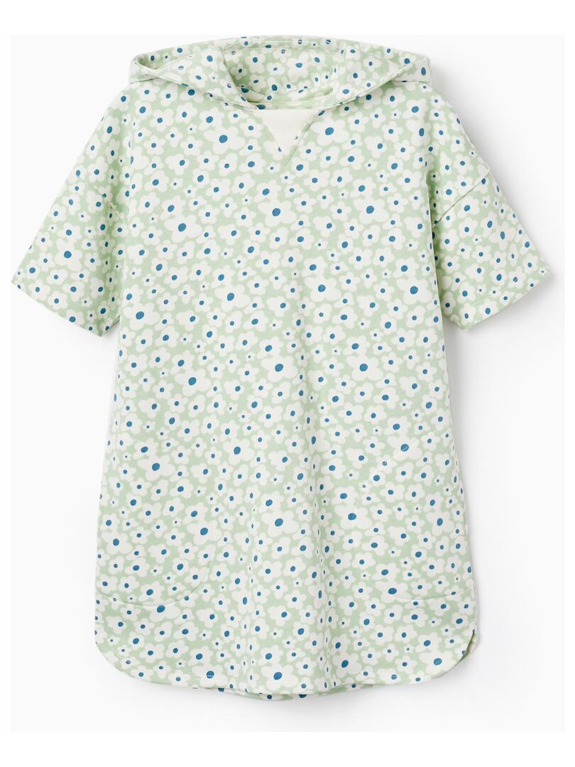 Robe en coton avec capuche et motif floral pour fille manches courtes THE WAVE TRIBE - Vert clair