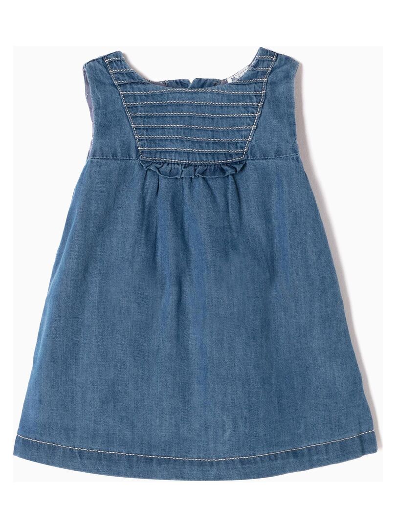 Robe en Jean avec bloomer nouveau-née manches courtes  ESSENTIALS LINE - Bleu