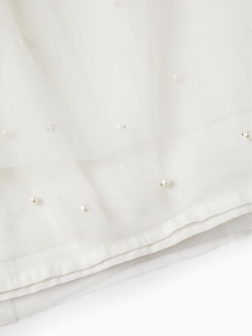 Robe en tulle et coton pour fille 'Special Days - Pearls' manches courtes CÉRÉMONIE - Blanc