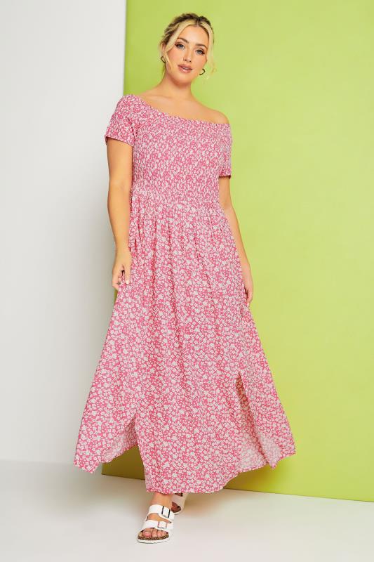 Robe Floral Maxi Rose Encolure Bardot