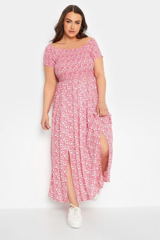 Robe Floral Maxi Rose Encolure Bardot