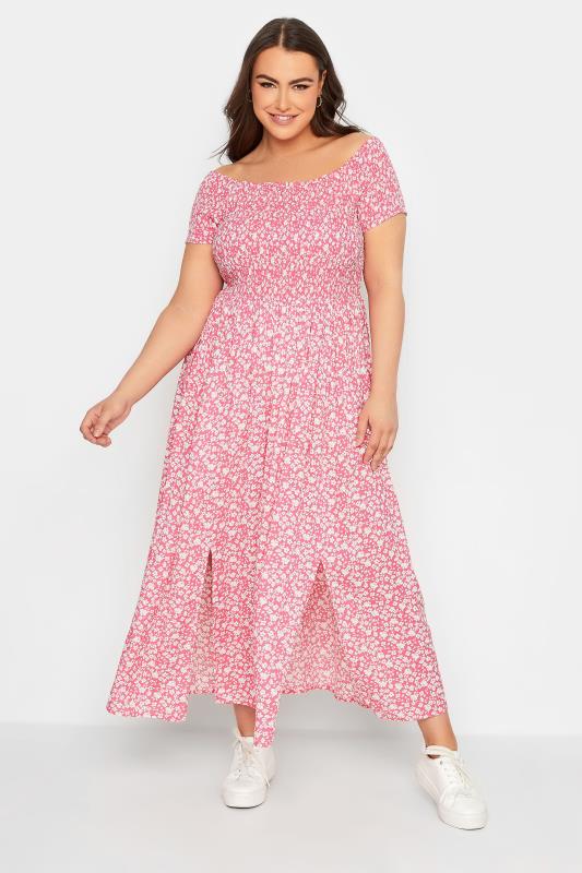 Robe Floral Maxi Rose Encolure Bardot