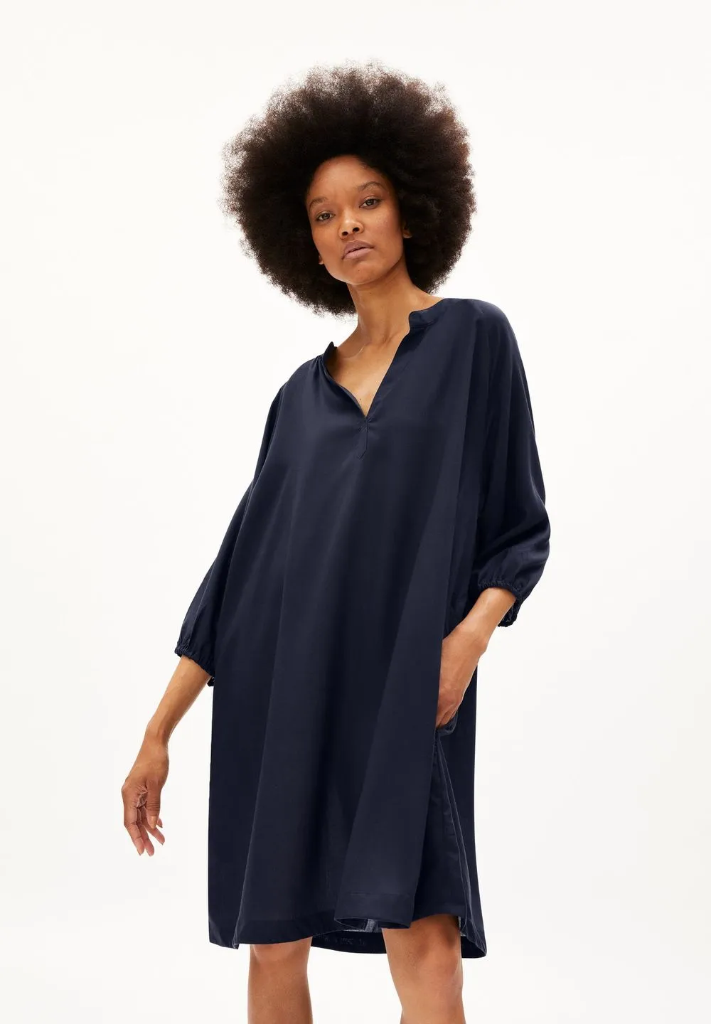 Robe fluide marine en tencel - priscaa night sky femme - Armedangels