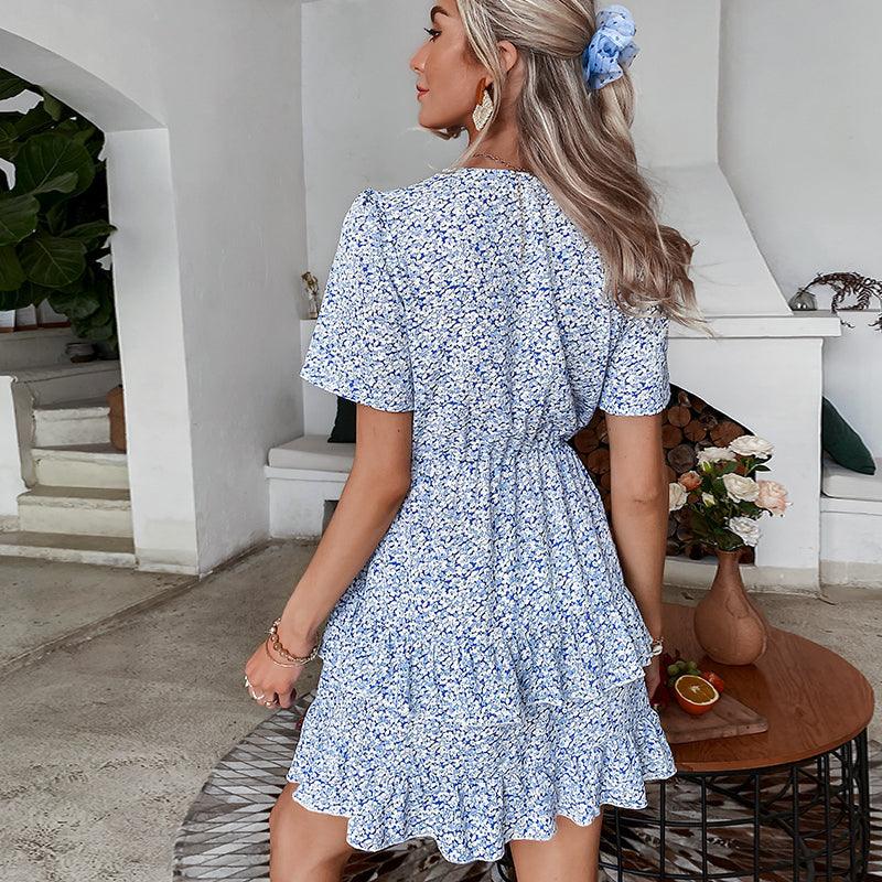 Robe Imprimée À Fleurs Bleu Hippie