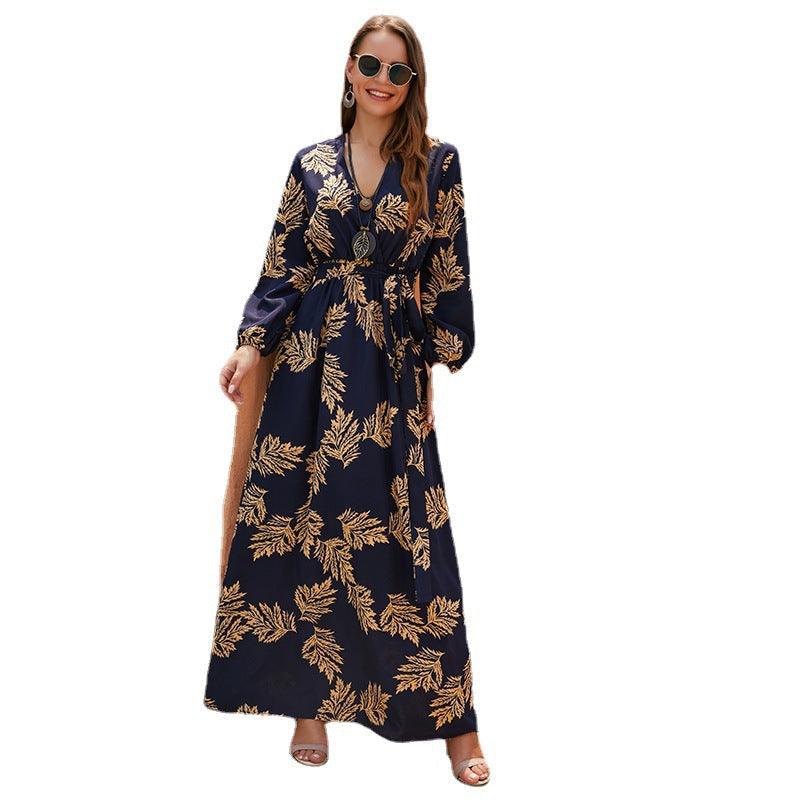 Robe Longue Bohème Noire À Fleurs