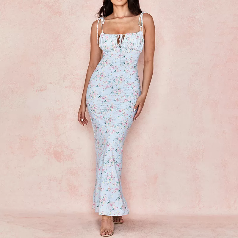 Robe longue style corset avec imprimé floral