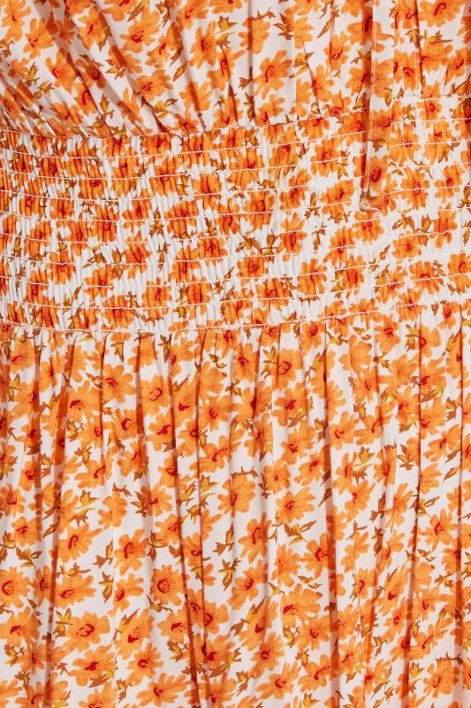 Robe Maxi Orange Floral Coupe Bardot