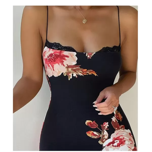 Robe Mi-Longue A Fleurs Moulante