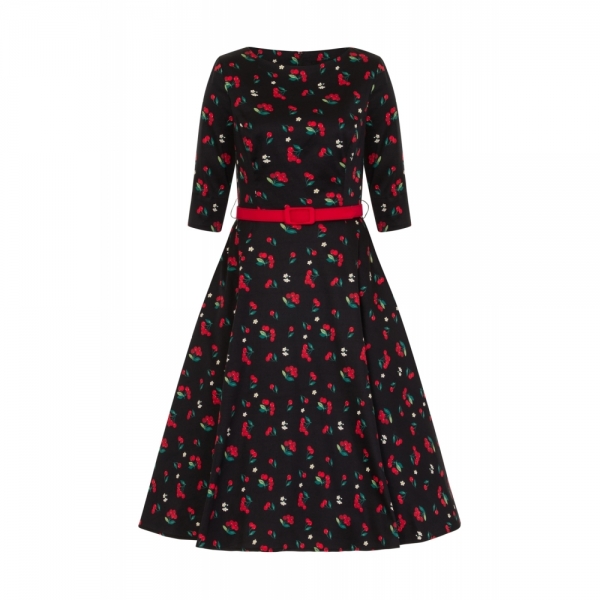 Robe pin-up rockabilly noire à cerises Colletif.