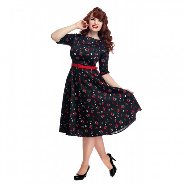 Robe pin-up rockabilly noire à cerises Colletif.