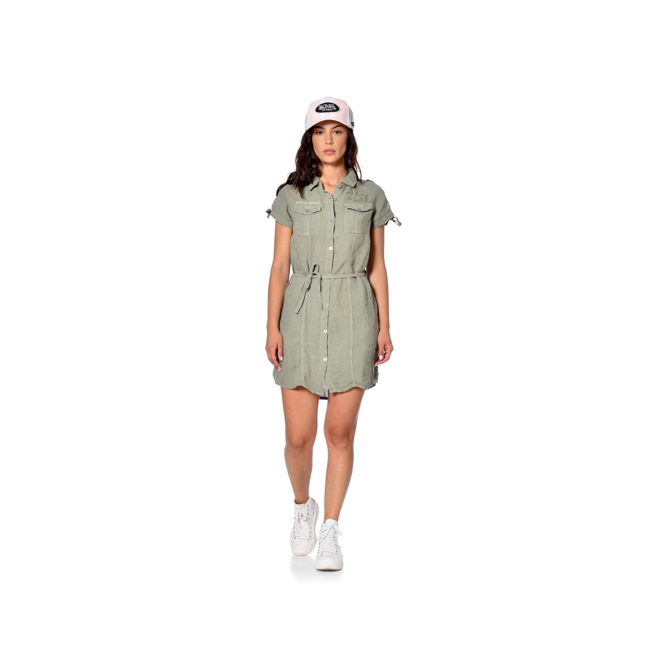 Robe Verte Été Col boutonné BEVERLY | Femme - Vondutch