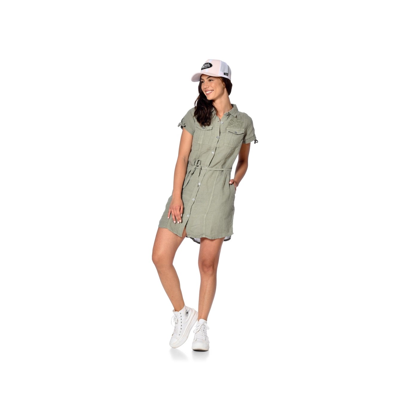 Robe Verte Été Col boutonné BEVERLY | Femme - Vondutch