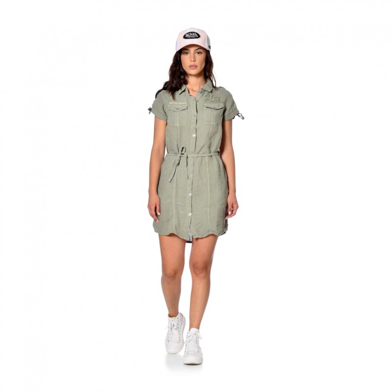 Robe Verte Été Col boutonné BEVERLY | Femme - Vondutch