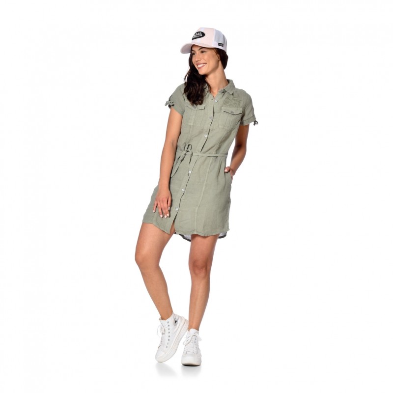 Robe Verte Été Col boutonné BEVERLY | Femme - Vondutch