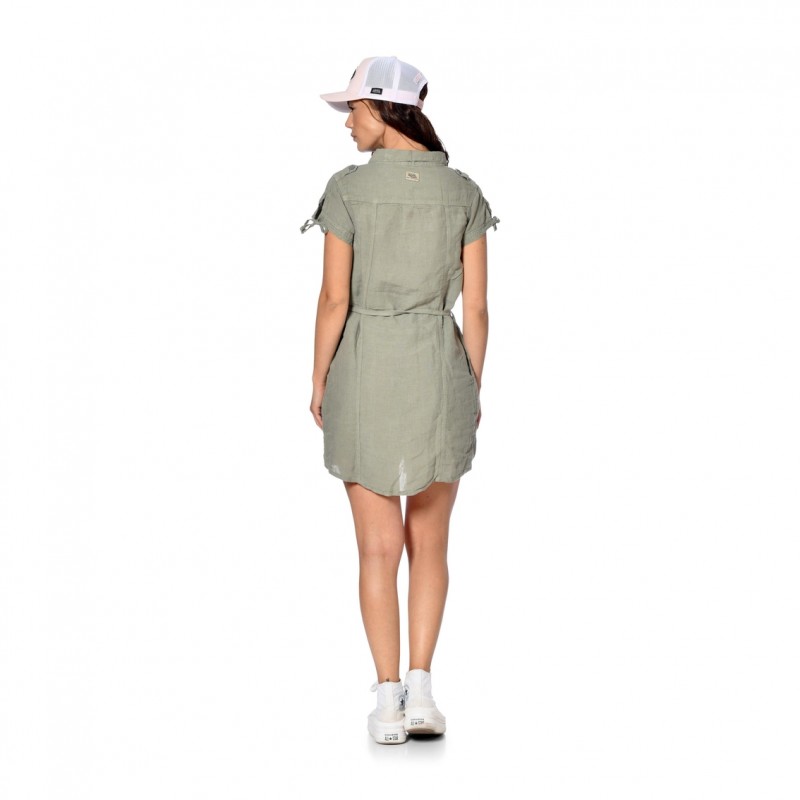 Robe Verte Été Col boutonné BEVERLY | Femme - Vondutch