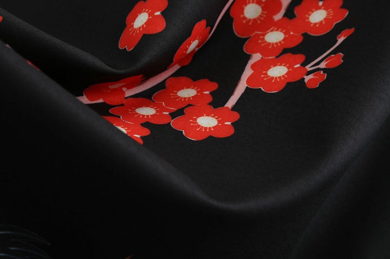 Robe vintage Noire à Fleurs Rouges 60's