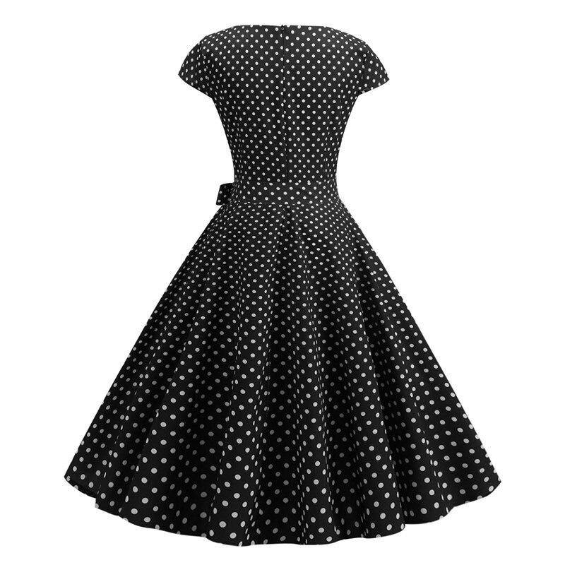 Robe vintage Noire à Petits Pois Blancs