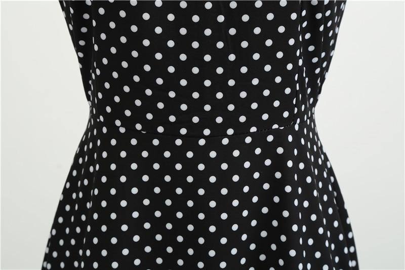 Robe vintage Noire à Petits Pois Blancs