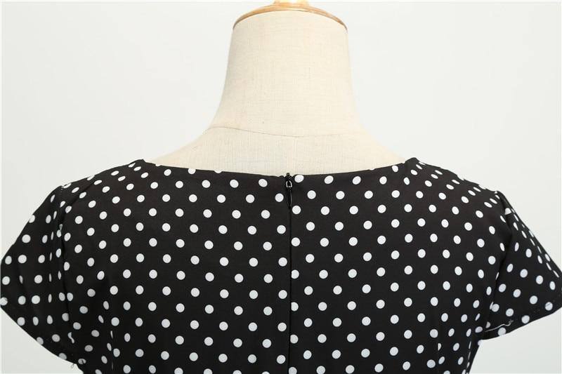 Robe vintage Noire à Petits Pois Blancs