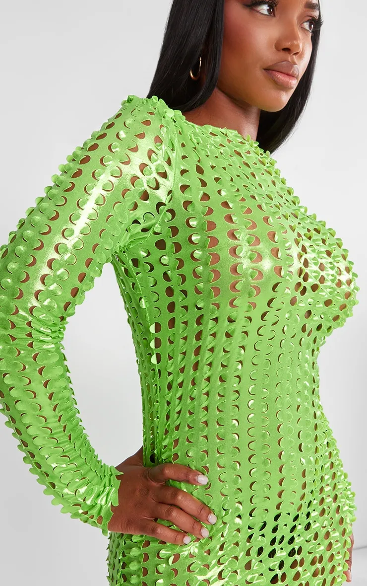 Shape Robe longue vert fluo à détail texturé et manches longues