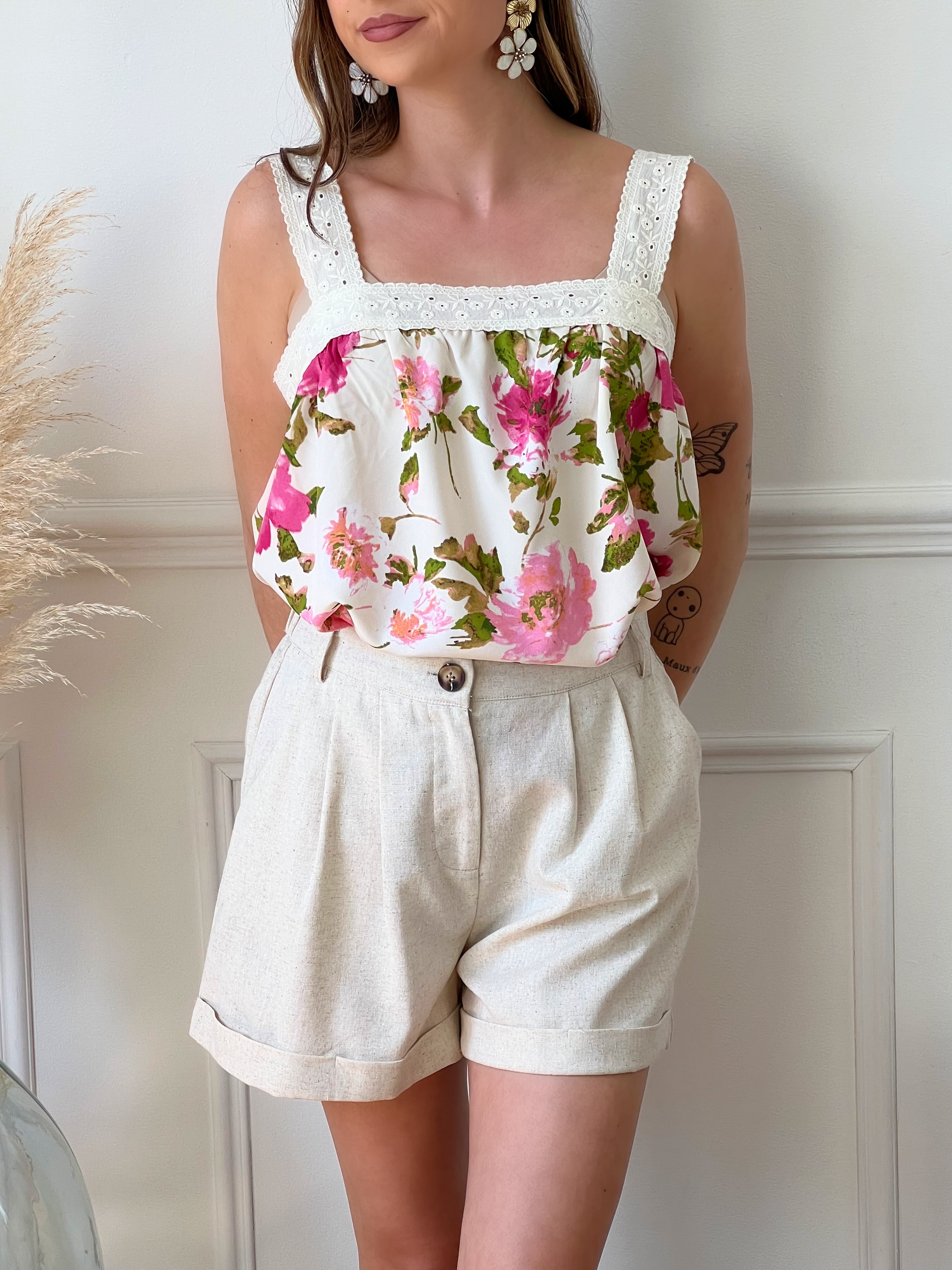 Short beige en lin : Flavia