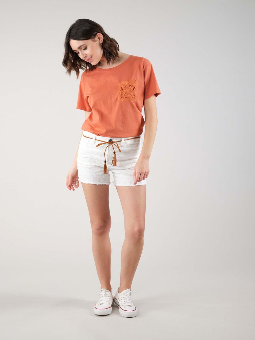 Short en denim pour femme 'Deeluxe' - Ecru