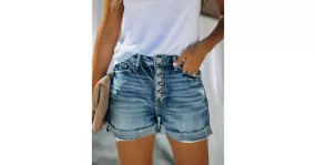 Short en jean fermeture à boutons pour femme