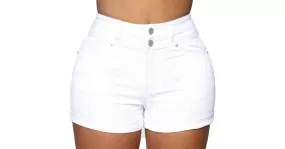 Short en jean taille haute noir ou blanc pour femme