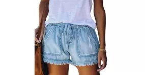 Short en jean taille élastique pour femme