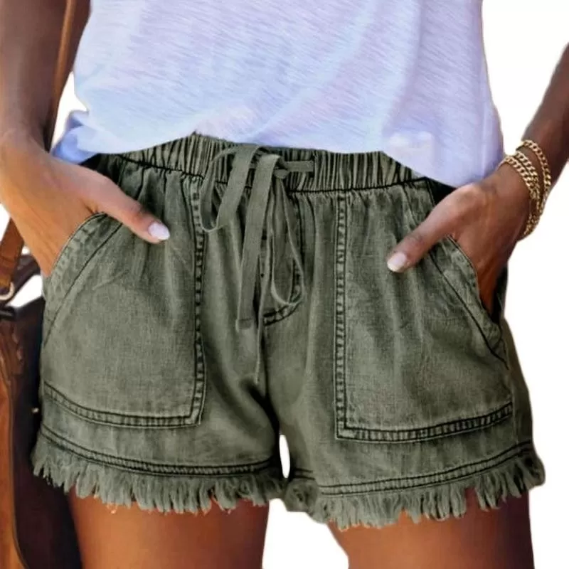 Short en jean taille élastique pour femme