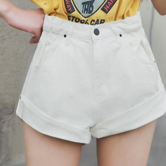 Short Hippie Taille Haute Blanc